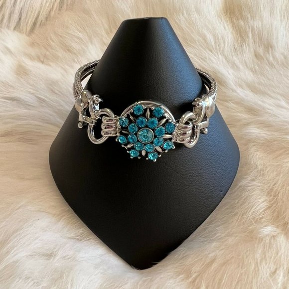 NUgz USA Interchangeable Rhinestone Bracelet Silver Tone Metal Adjustable 7991 - Picture 1 of 11